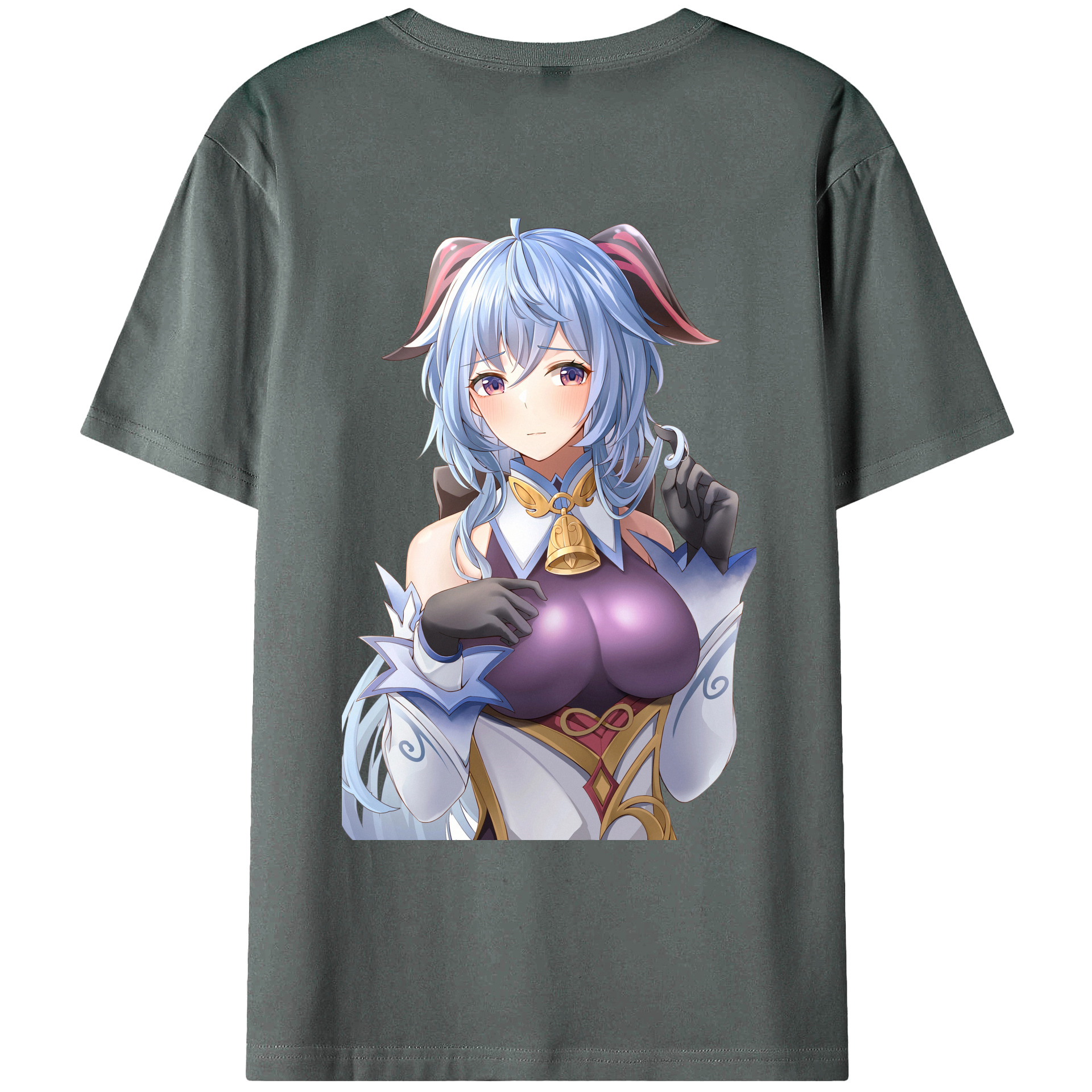 げんし神 甘雨 かんう genshin Ganyu 綿100％ メンズ半袖Tシャツ（バックプリント） 通気性